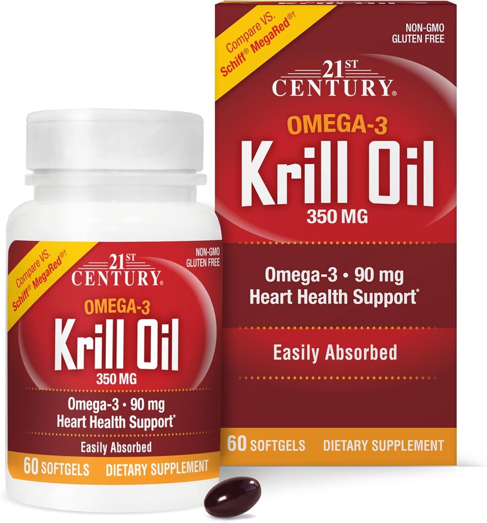 21ος αιώνας Krill Oil 300 mg Softgels, 60 Count