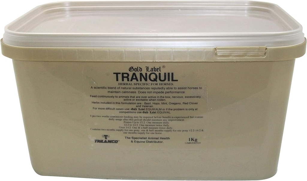Tranquil, συμπλήρωμα αλόγου, Gold Label, ηρεμεί τα νευρικά άλογα, 1KG
