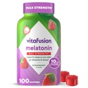 Vitafusion Max Strength 10 mg Μελατονίνη Gummies, Φράουλα Γεύση, Ενηλίκων Μελατονίνη Gummy Συμπλήρωμα βιταμίνης, 100 Count, 50 Day Supply