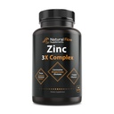 Zinc Supplement Complex with Copper and Vitamin C - Natural Flow 3X Zinc Carnosine, Bisglycinate Chelate, and Orotate, Chelated Copper, Easy on The Stomach, Skin and Immune Support, 120 Capsules