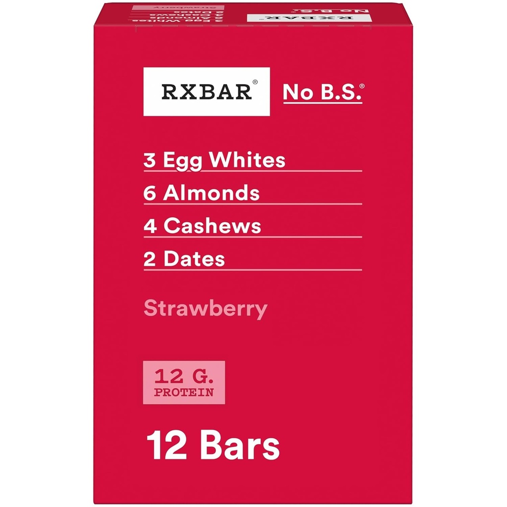Ράβδοι πρωτεΐνης RXBAR, 12g πρωτεΐνης, χωρίς γλουτένη, φράουλα, κουτί 22oz (12 bars)