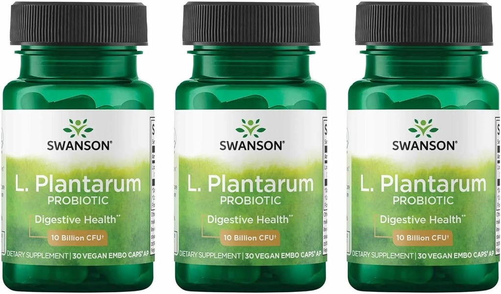 Swanson L. Plantarum - Digestive συμπλήρωμα για την προώθηση της ισορροπίας του γαστρεντερικού συστήματος & Bowel Regularity - Φυσική Φόρμουλα για να βοηθήσει στη μείωση της βλάστησης - (30 κάψουλες λαχανικών) 3 Pack