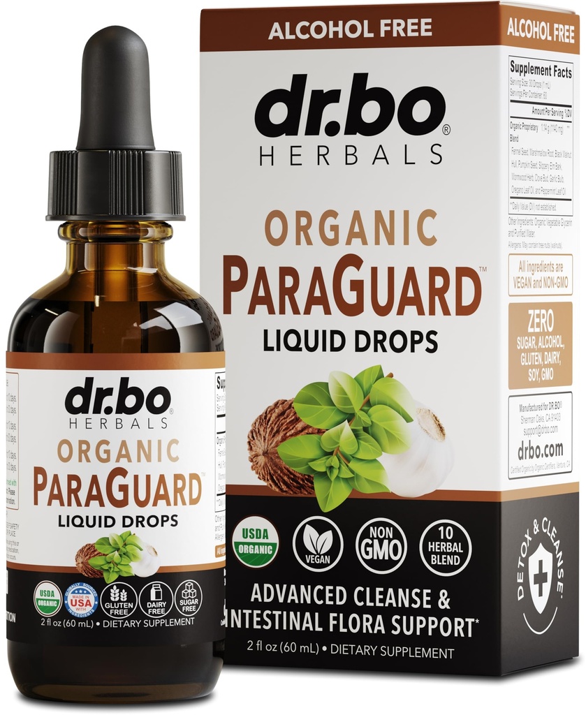 ParaGuard Cleanse Liquid Organic Detox - Organic Intestinal Guard Formula συμπλήρωμα για τους ανθρώπους με μαύρο γαρύφαλλο Walnut Wormwood & Ρίγανη Βάμμα - Φυσικό βοτανικό εντόσθιο σώματος καθαρισμού 2 oz