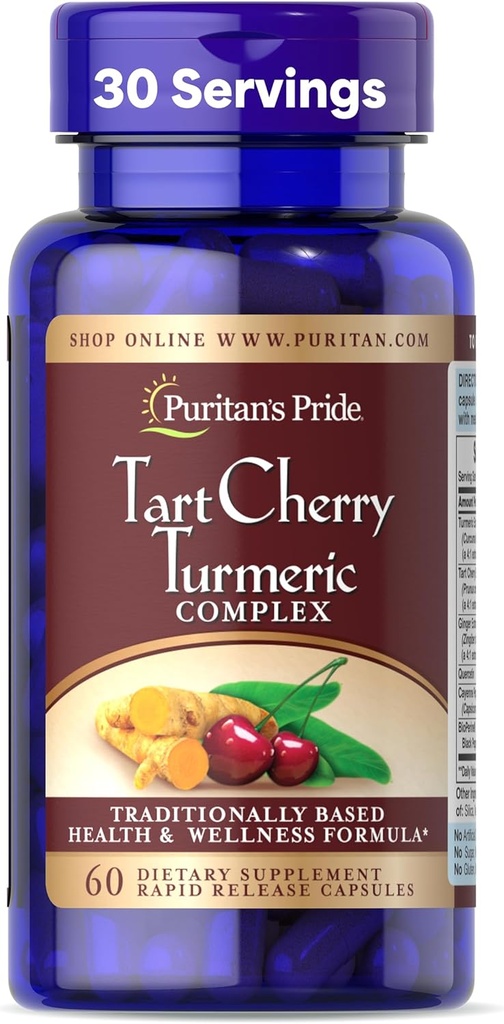 Puritan's Pride Tart Cherry Turmeric Complex, Dietary Supplement for Antioxidant Health, 60 Rapid Release Capsules