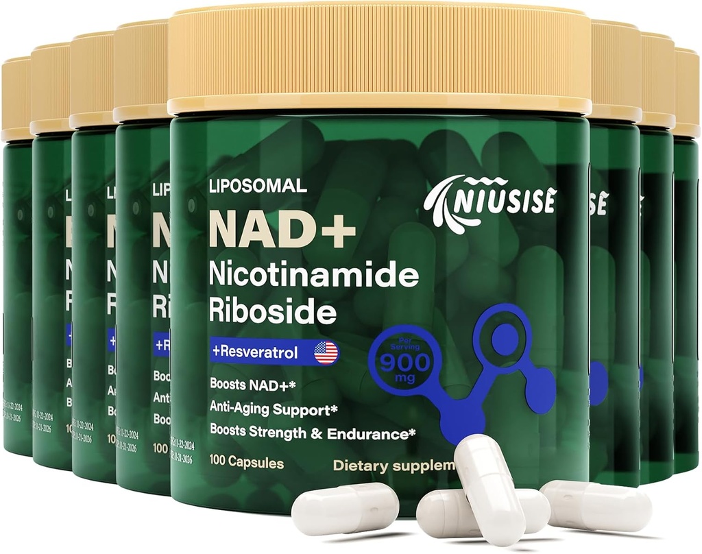 Συμπλήρωμα NAD, NAD Νικοτιναμίδη Ριβοζίδιο 900 Mg για άνδρες και γυναίκες, Λιποσωμική NAD+ Συμπλήρωμα με Nicotinamide Riboside, Resveratrol & Quercetin, Ενέργεια, Boost NAD+, 800 Κάψουλες