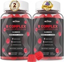 Brain & Mood Support Gummies, Super Vitamin B Complex for Men & Women, All B Vitamin B1 B2 B3 B5 B6 B7 Folate MethyB12 with PABA, Inositol, Choline, Supports MTHFR Gene & Energy, Vegan, 120Ct