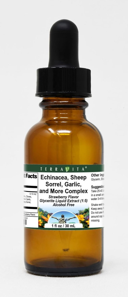 Terravita Echinacea, Πρόβατα Sorrel, σκόρδο, και More Complex Γλυκερίτη Υγρό εκχύλισμα (1:5) - Φράουλα Γεύση (1 oz, ZIN: 523692)