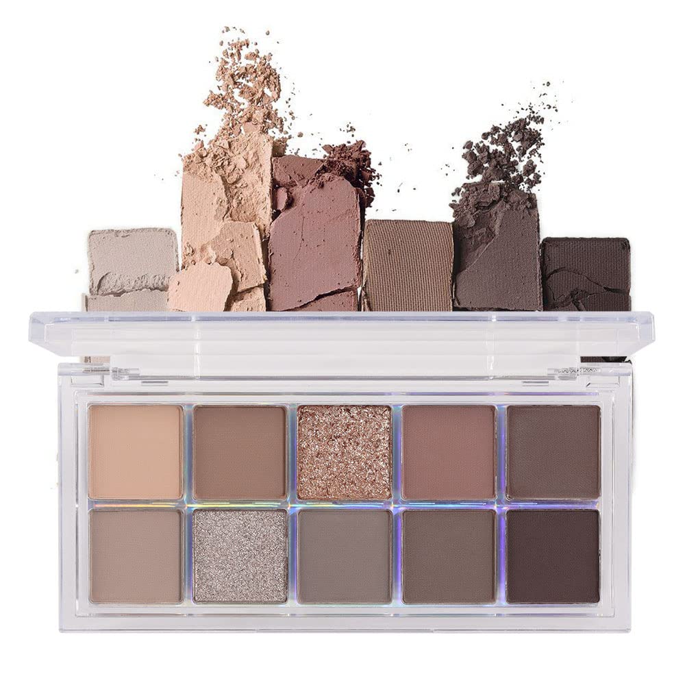 BINGBRUSH 10 χρώματα σκούρο καφέ γκρι σκιά ματιών παλέτα, υψηλής χρωστικής Ματιά Shimmer σκιά ματιών, φυσικό ουδέτερο γυαλιστερό σκιά ματιών Ultimate παλέτα μακιγιάζ, ζωηρό μακιγιάζ παλέτες σετ