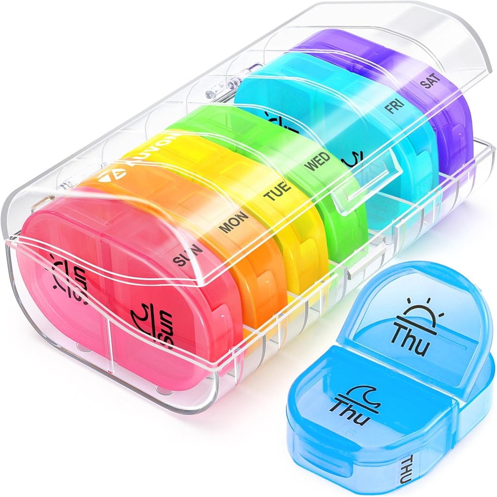 AUVON Pill Box 2 φορές την ημέρα, Weekly Pill Organizer AM PM με 7 καθημερινή θήκη τσέπης για να κρατήσει βιταμίνη, ιατρική, φαρμακευτική αγωγή, και συμπλήρωμα