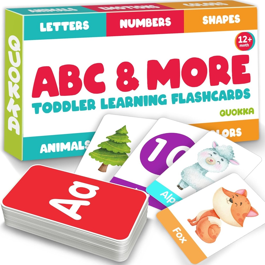 ABC Learning Flash Cards for Toddlers 2-4 Years Old - 60 Flashcards Toy for Kids Ηλικίες 1-3-5 από Quokka - Alphabet Numbers Χρώματα Γράμματα Ζώα Μάθετε Δραστηριότητες - First Words Εκπαιδευτικό Παιχνίδι