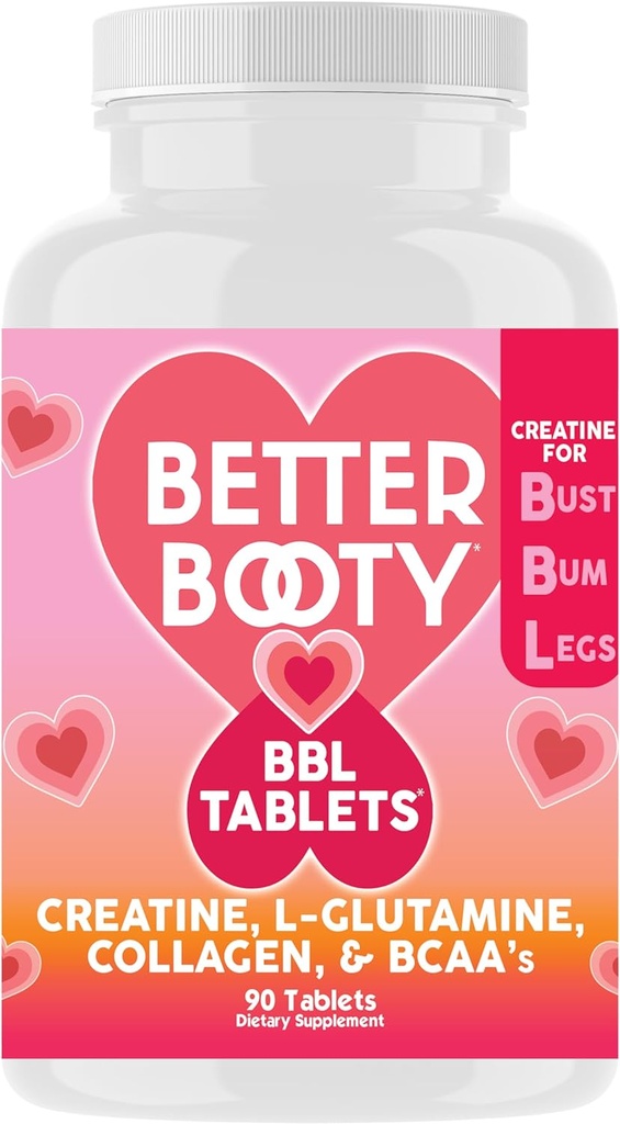 Better Booty BBL Tablets - Creatine Complex Supplement for Women with Creatine Monohydrate, L- Glutamine, Collagen, and BCAA's (90ct)