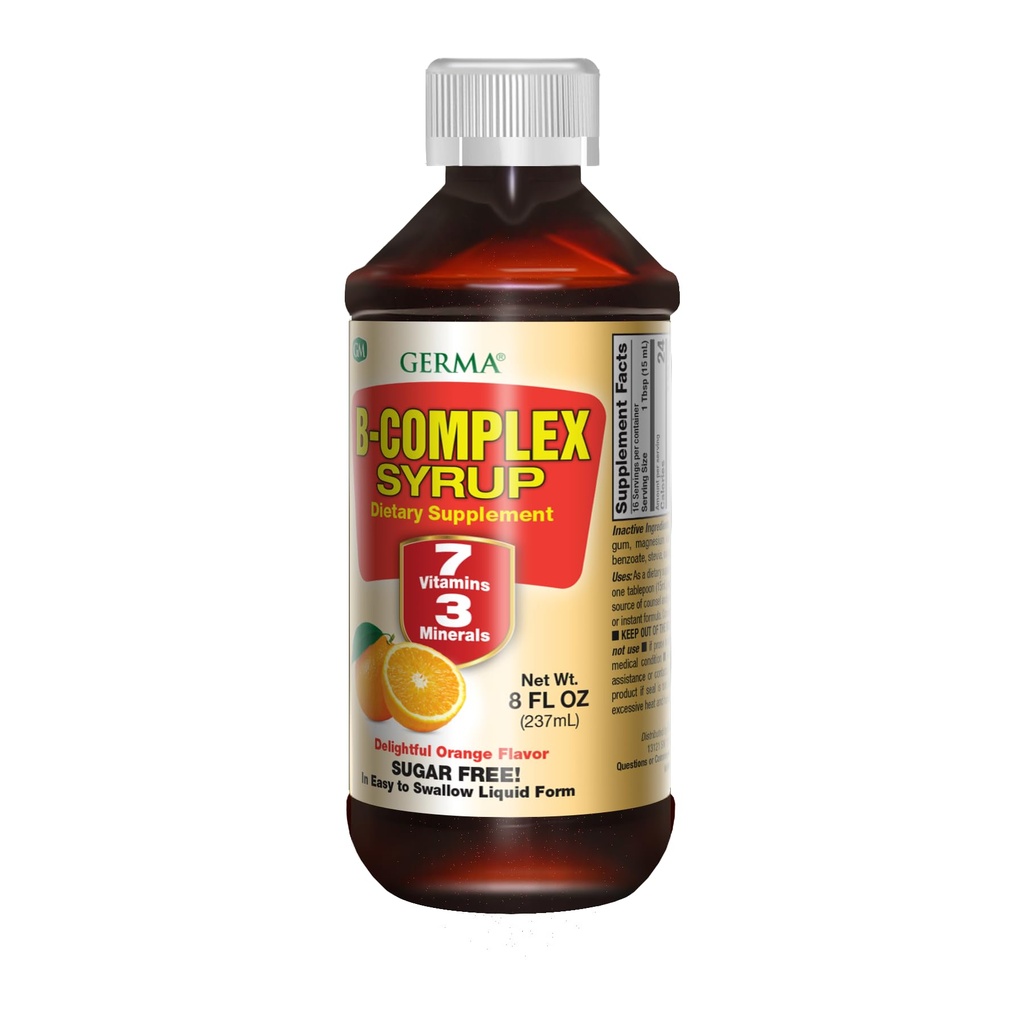 Germa B-Complex Syrup. Συμπλήρωμα διατροφής. Υγεία των οστών, ανάπτυξη και αναπτυξιακή βοήθεια.
