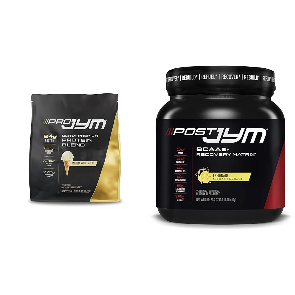 PRO JYM 45 σερβίρει σκόνη πρωτεΐνης & Post JYM Active Matrix μετά την προπόνηση συμπληρώματα