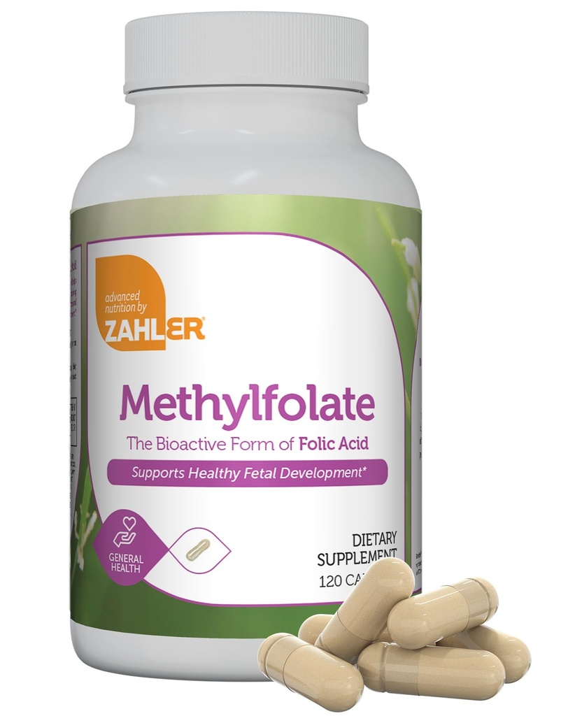 Zahler Methylfolate - Supports Healthy Fetal Development and Genetic Health - Methylated Folic Acid from 1000 mcg DFE L-Methylfolate - Kosher Non GMO Methyl Folate Supplement for Women (120 Capsules)