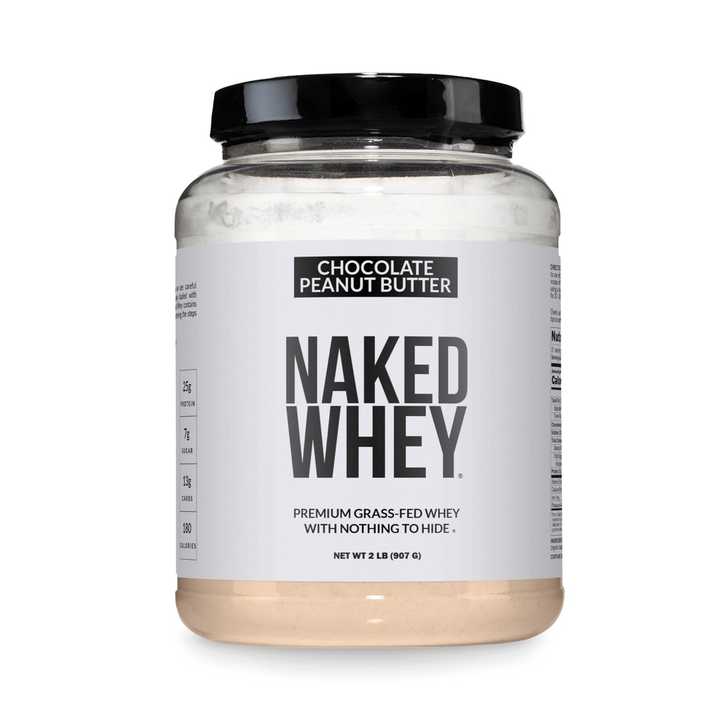 NAKED Whey Chocolate Peanut Butter Protein Powder, Grass Fed Whey, No GMO, No Soy, and Gluten Free. Nothing Artificial, Aid Growth and Recovery - 21 Servings
