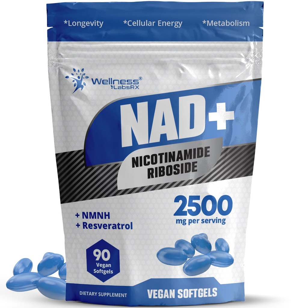 ΒΕΛΤΙΩΣΗ LABSRX Λιποσωμικό NAD+ Συμπλήρωμα - Third-party tested NAD Softgels Νικοτιναμίδη Ριβοσιδική ρεσβερατρόλη - 2500mg Liposomal NAD συμπληρώματα για τις γυναίκες - Υποστήριξη μακροζωίας - Made in USA