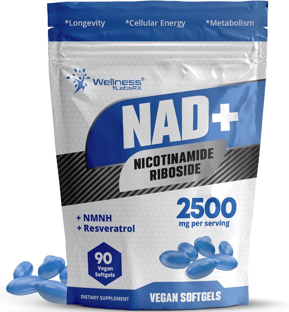 ΒΕΛΤΙΩΣΗ LABSRX Λιποσωμικό NAD+ Συμπλήρωμα - Third-party tested NAD Softgels Νικοτιναμίδη Ριβοσιδική ρεσβερατρόλη - 2500mg Liposomal NAD συμπληρώματα για τις γυναίκες - Υποστήριξη μακροζωίας - Made in USA