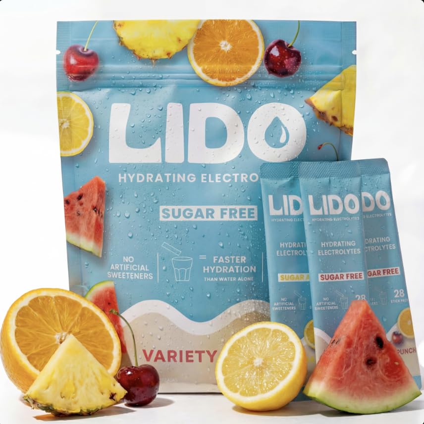 Συσκευασίες σκόνης LIDO Variety Electrolyte Packets - Καθαρή, χωρίς ζάχαρη ενυδατική με ισορροπημένο νάτριο για γρήγορη επαναπλήρωση - Vegan, Παλαιό & Φιλικό νηστείας - 28 Sticks