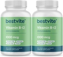 BESTVITE Βιταμίνη B12 (μεθυλοκοβαλαμίνη) 1000mcg (480 κάψουλες χορτοφάγων)(2 x 240) (μεθυλο-B12) - Χωρίς Stearates - Vegan - Non GMO - Χωρίς γλουτένη