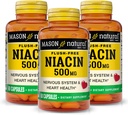 MASON NATURAL Niacin 500 mg Flush-Free, Υποστηρίζει την καρδιακή υγεία, το νευρικό σύστημα & την παραγωγή ενέργειας, 60 κάψουλες, συσκευασία των 3