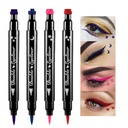 BINGBRUSH Διπλής όψεως Liquid Stamp Eyeliner Pen, Face Stamps Μακιγιάζ Εξαιρετικά Μαύρο Αδιάβροχο Slim Gel Felt Tip High Black Pigment Liquid Eyeliner & Seal retina para tips de gel (Πολύχρωμο)