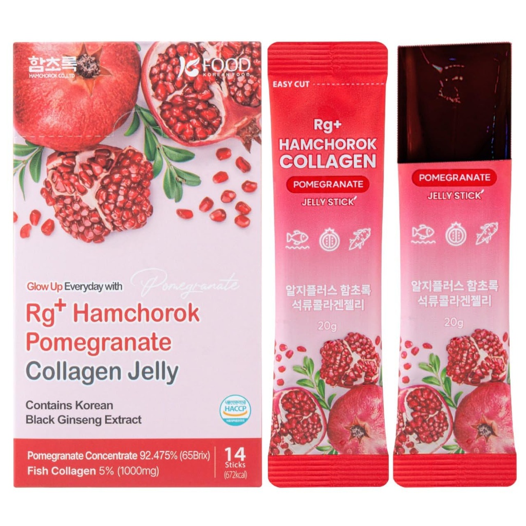 Rg+ Ρόδι Κολαγόνο Jelly (20gx14stick) / Αντιγηραντική κορεατική ομορφιά/360DA Θαλάσσιο κολλαγόνο +Βιταμίνη C&E Ginseng Πυκνό για ανοσοποιητική υποστήριξη, δέρμα, μαλλιά, νύχια και αρθρώσεις (14)
