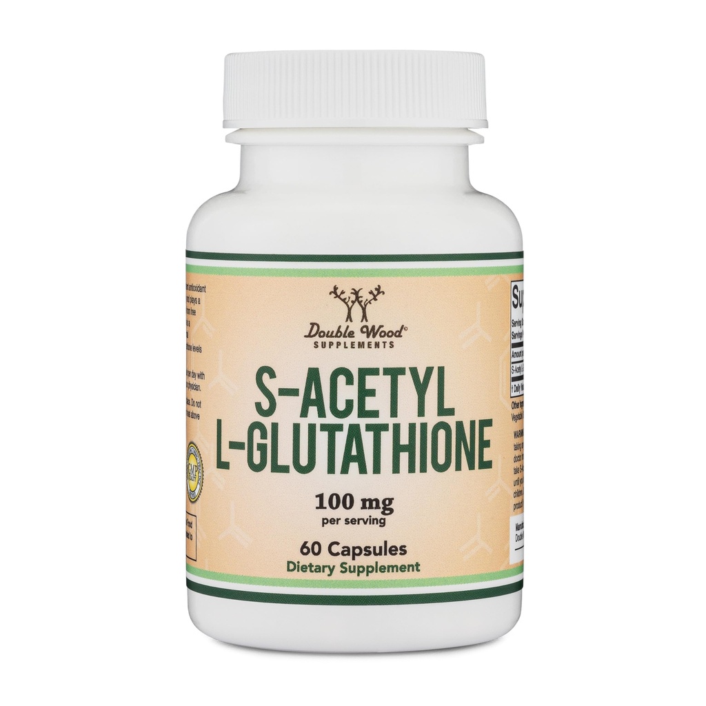 S- Acetyl L-Glutathionone Κάψουλες - 100mg, 60 Count (Acetylated Glutathione Antioxidant - More Απορροφώμενα από τη Γλουταθειόνη και τη Λιποσωμική Γλουταθειόνη, Μη ΓΤΟ και Χωρίς Γλουτένη) από Διπλό Ξύλο