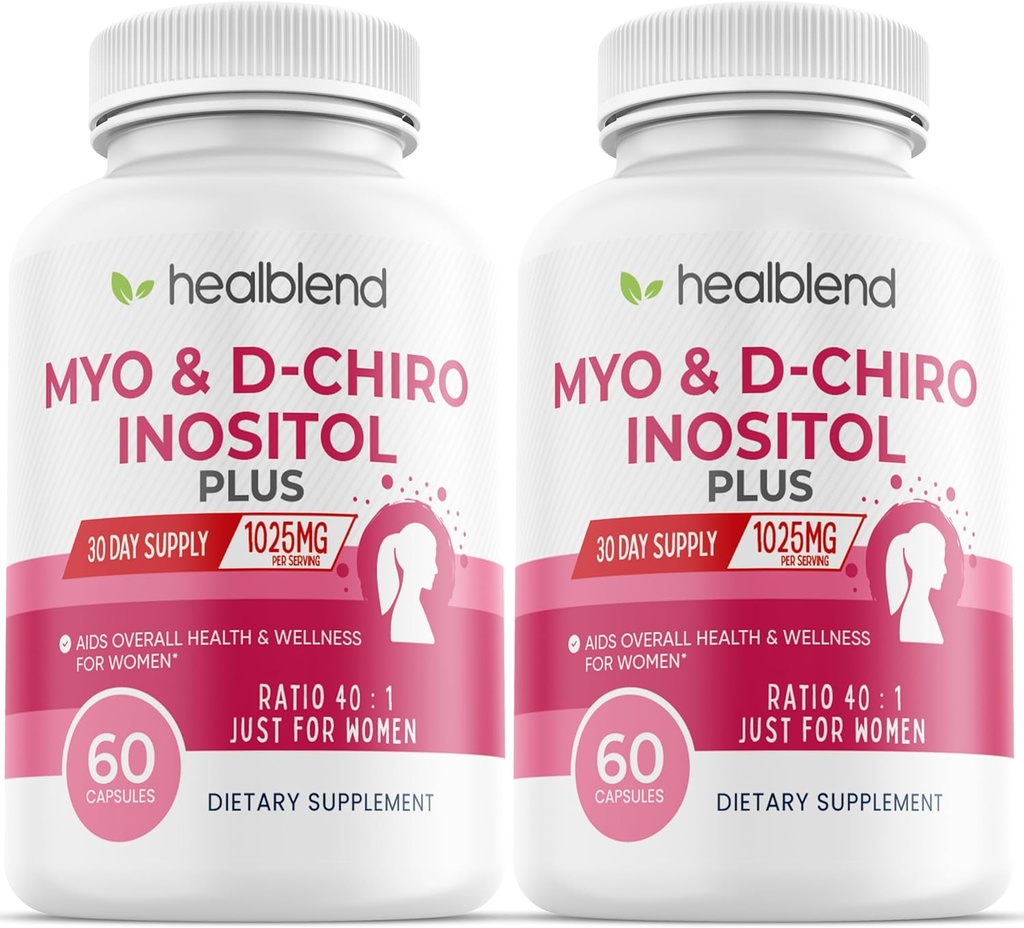 Myo & D-Chiro Inositol Plus συμπλήρωμα Blend, ορμονική ισορροπία, υγιής ωορρηξία & συνολική υποστήριξη ευεξίας για τις γυναίκες, γονιμότητα και την υγεία εγκυμοσύνης (2 Pack)