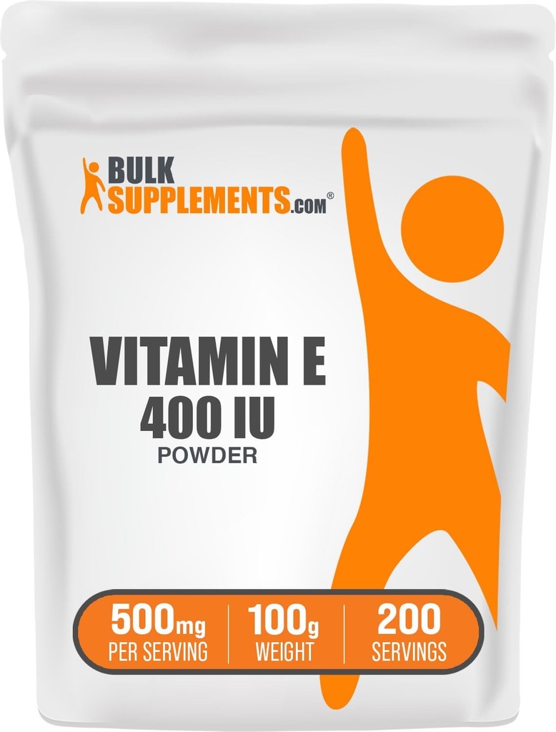 BulkSupplements.com Βιταμίνη Ε 400 IU Κόνις - ως D-Άλφα Τοκοφερόλης, Συμπληρώματα Διατροφής - Χωρίς γλουτένη, 500mg ανά Σερβίρισμα, 100g (3, 5 oz) (πακέτο του 1)