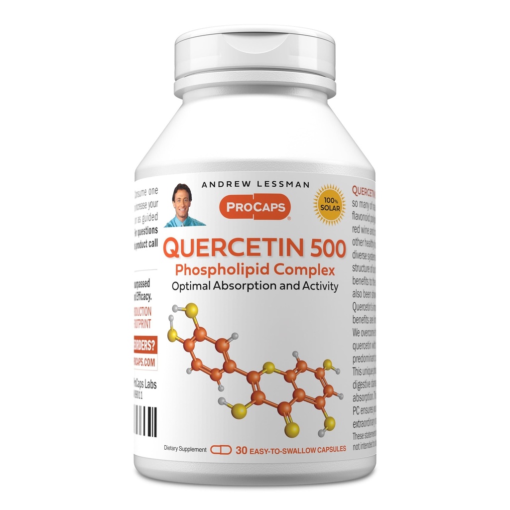ANDREW LESSMAN Quercetin 500mg - 30 Κάψουλες - 500 mg Μοναδική Quercetin Phospholipid Complex, Υψηλή Απορροφώμενη Φόρμουλα για την Υποστήριξη Υγιεινής Καρδιάς, Κυκλοφορίας και Ανοσοποιητικής λειτουργίας. Χωρίς Πρόσθετα.
