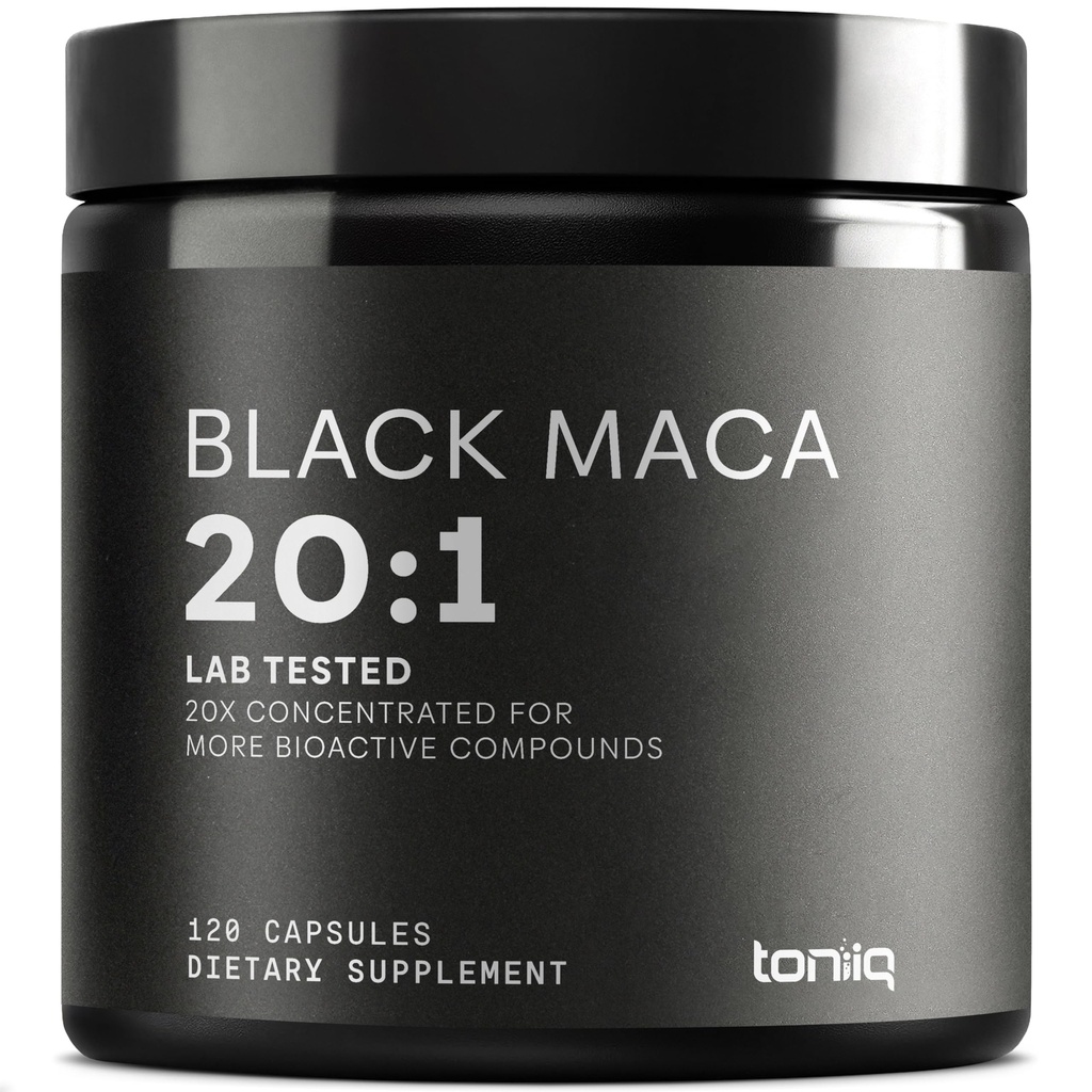Black Maca Root - Ultra High Potency 20:1 Extract - Single Origin, Wildcrafted & Εξαιρετικά συμπυκνωμένο - Third-Party Lab Tested - 120 κάψουλες