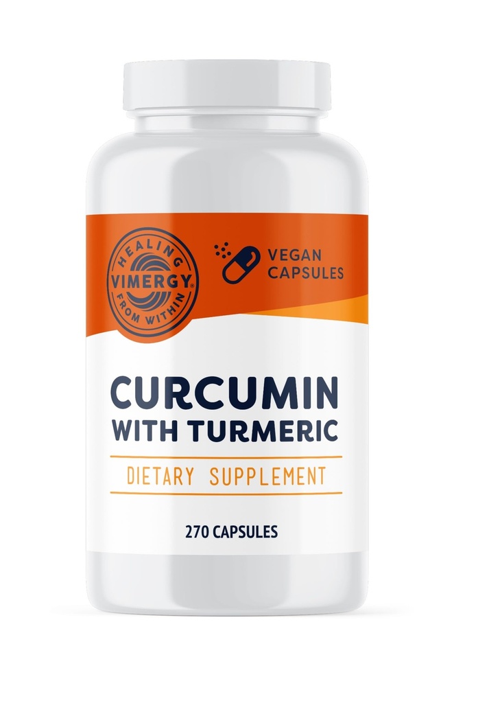 Vimergy Κουρκουμίνη με κάψουλες Turmeric – Προωθεί την Υγεία των οστών & Κινητικότητα* – Υποστηρίζει τη λειτουργία μνήμης & εγκεφάλου* – Kosher, Vegan & Gluten-Free – (270 ct.)