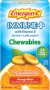 Emergen-C Immune+ Chewables 1000mg Vitamin C with Vitamin D Tablet, Immune Support Dietary Supplement for Immunity, Orange Blast Flavor - 42 Count