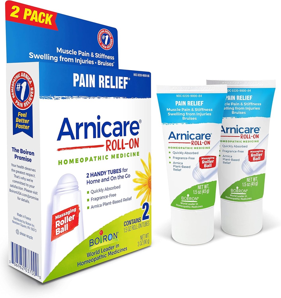 Boiron Arnicare Roll-On for Relief of Joint Pain, Muscle Pain, Muscle Soreness, and Swelling from Mulises or Injury - Μη λιπαρή και Fragrance-Free - 2 Count (Pack of 1)