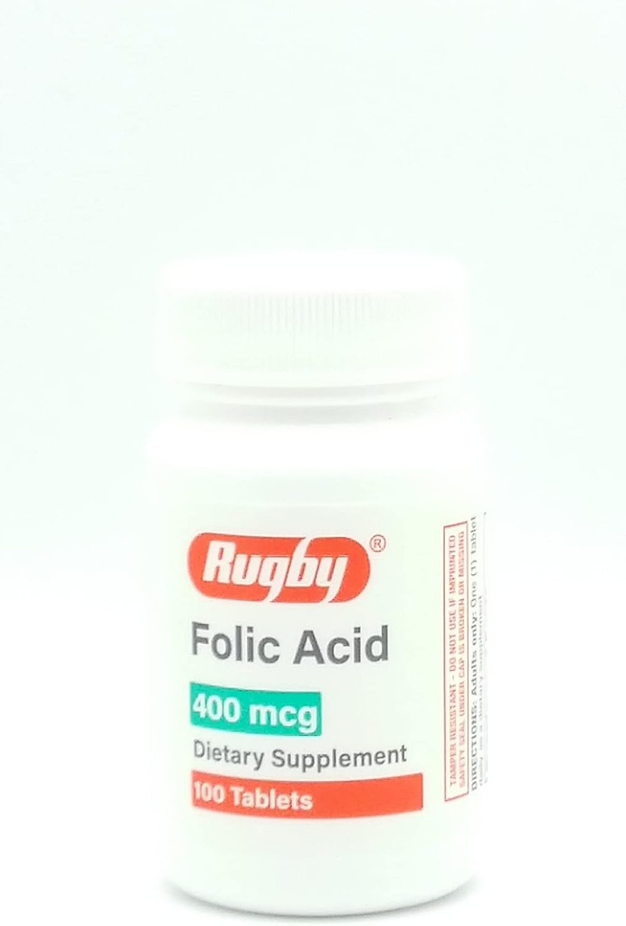 Rugby Laboratories Follic Acid 400 mcg Βιταμίνη Β9 Folate Daily Dietary Supplement Gluten Free Υποστηρίζει την καρδιοαγγειακή υγεία 100 δισκία μόνο για ενήλικες (πακέτο του 1)
