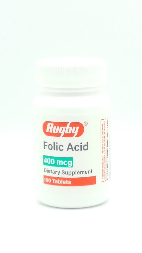 Rugby Laboratories Follic Acid 400 mcg Βιταμίνη Β9 Folate Daily Dietary Supplement Gluten Free Υποστηρίζει την καρδιοαγγειακή υγεία 100 δισκία μόνο για ενήλικες (πακέτο του 1)