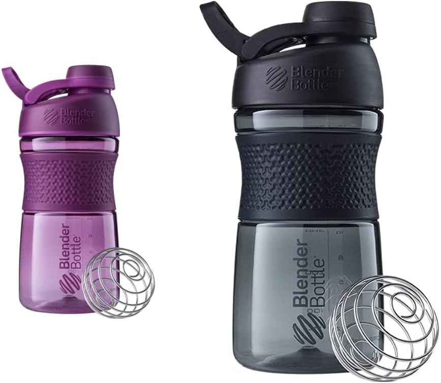 BlenderBottle 20-Ounce μαύρο και Plum πρωτεΐνη shaker μπουκάλια με BlenderBall σύρμα Whisk