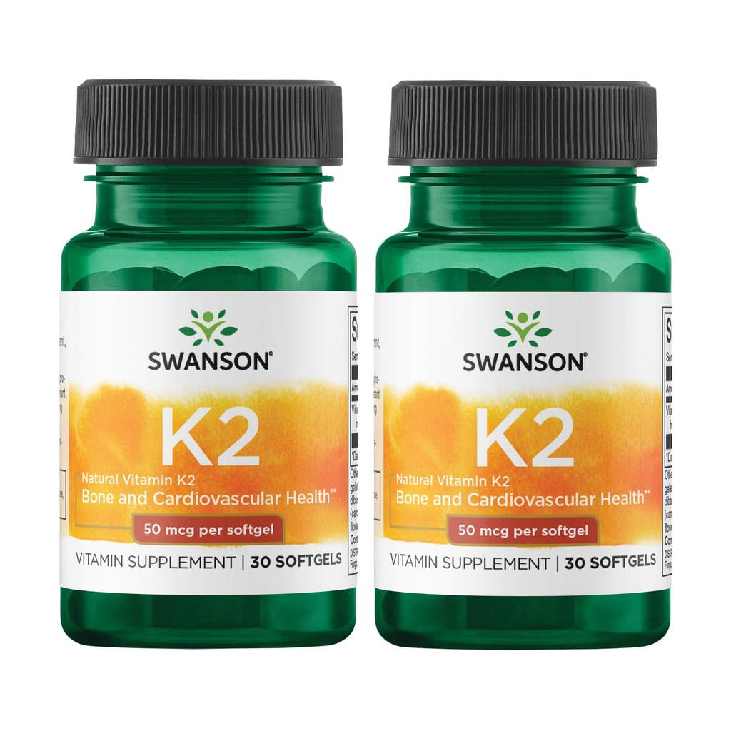 Swanson Φυσική βιταμίνη K2 (Menaquinone-7 από Natto) 50 mcg 30 Sgels (2 Συσκευασία)