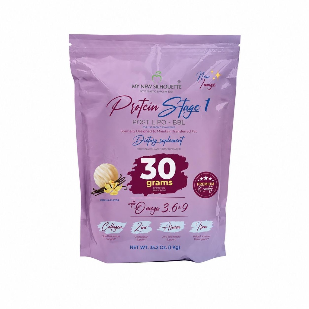 MI NUEVA SILUETA My New Silhouette Protein Post BBL Stage 1 (vainillA) omegas 3, 6, 9 με 30 γραμμάρια πρωτεΐνης ανά shake