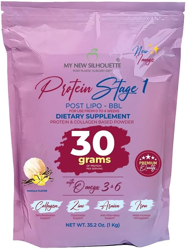 MI NUEVA SILUETA My New Silhouette Protein Post BBL Stage 1 (vainillA) omegas 3, 6, 9 potentialized with Thirty Grams of Protein per Shake