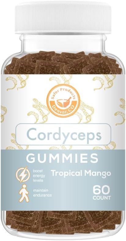 Cordyceps Mushroom Gummies - Μπορεί να υποστηρίξει την ενέργεια, την αντοχή, και Stamina - Τροπική γεύση Mango - Vegan, μη-GMO, Gluten-free, Gelatin Δωρεάν - 60 κόμης