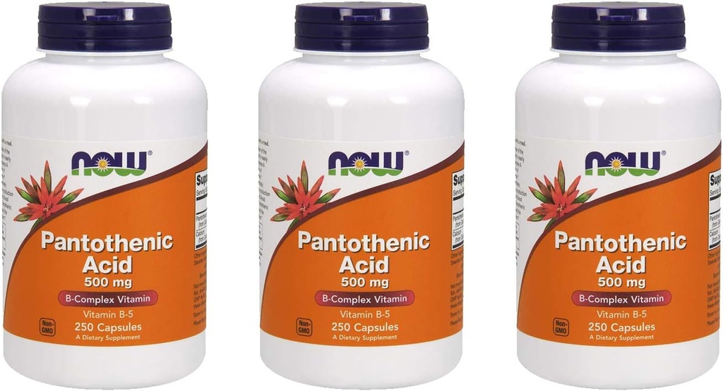 NOW Τρόφιμα Παντοθενικό Οξύ 500 mg, 250 Κάψουλες (3 Συσκευασία)