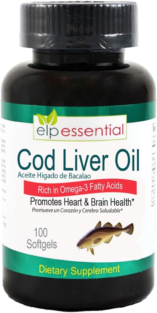 Cod Liver Oil 100 Softgels Aceite De Higado De Bacalao Κάψουλες 100's