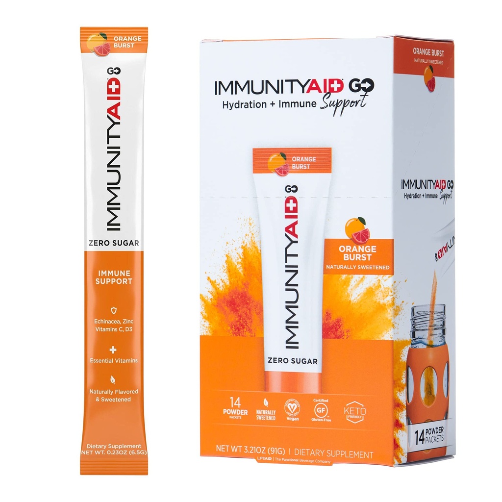 ΖΩΝΤΑΝΟΣ ΑΘΑΝΑΤΟΣ Πάμε! Zero Sugar Immunity + Hydration Packet, Βιταμίνη C, Echinacea, Ψευδάργυρος, Astragalus Root, Keto-friendly, Vegan & Gluten-Free, 5 θερμίδες, Φυσικά γλυκαντικά, Χωρίς καφεΐνη, 14 Συσκευασία