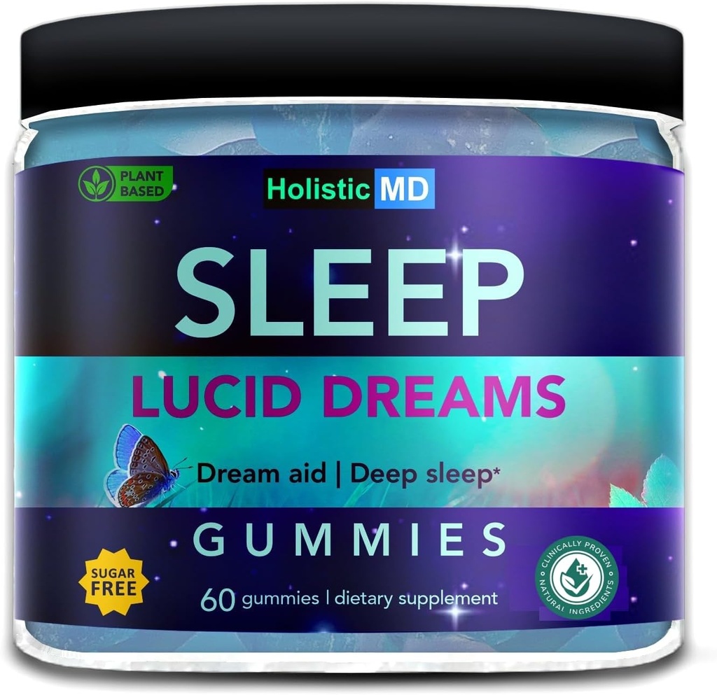 Lucid Dreams Deep Sleep - Mugwort Herb 5 htp Mucuna Pruriens Choline Συμπληρώματα - Gummies Sugar Free Vegan 60 ct