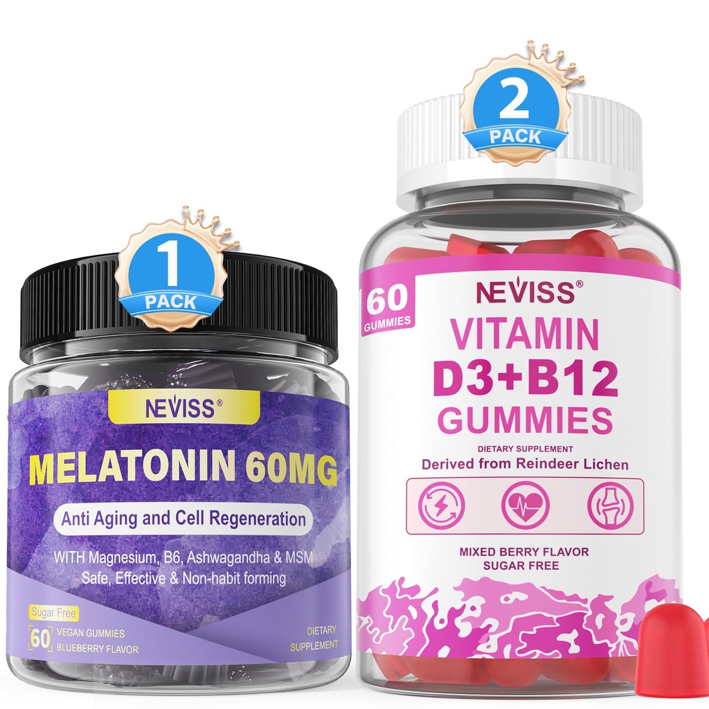 NECISS Μελατονίνη, Βιταμίνη D3 + Βιταμίνη B12 Gummies