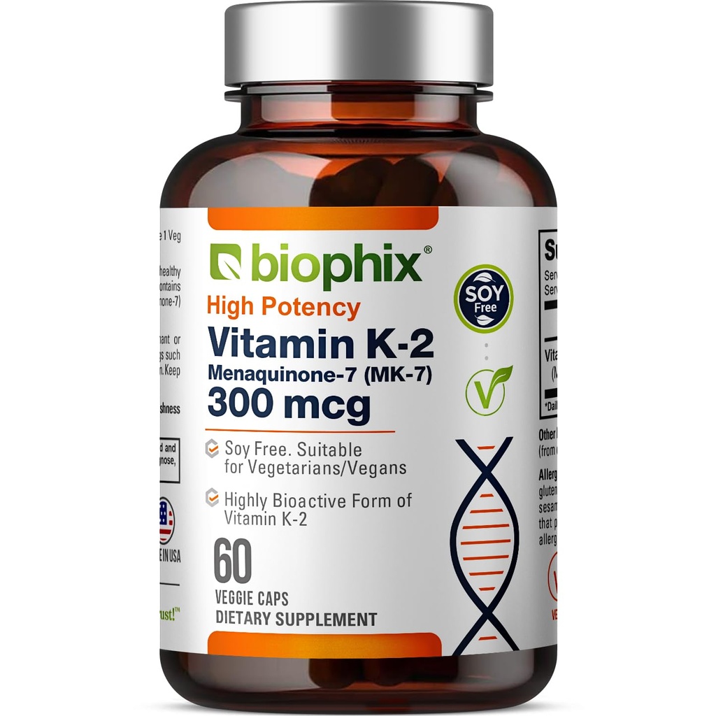 δισόφιλη βιταμίνη K2 MK-7 300mcg, 60 κάψουλες Vegan – Συμπλήρωμα υψηλής ισχύος για την Οστική Δύναμη και την Ανοσολογική Υγεία