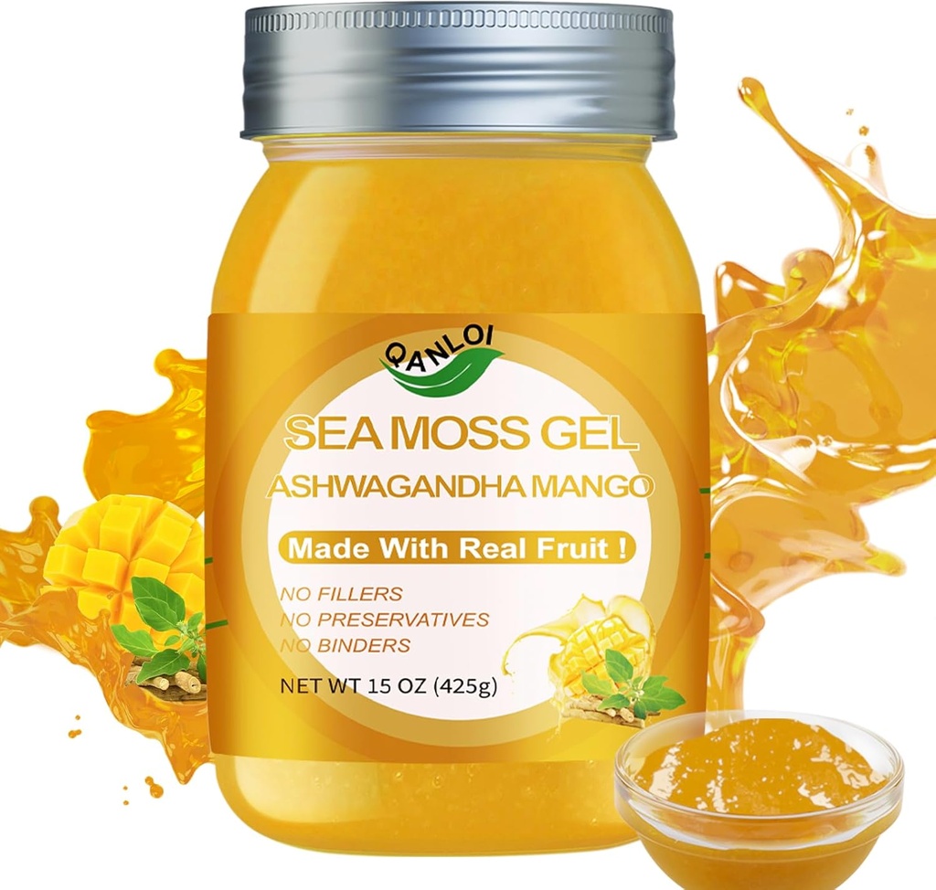 Seamoss Gel,Seamoss with Irish Sea Moss,Sea Moss Supplement-Immune Support-15OZ Sea Moss Advanced (Ashwagandha Mango)