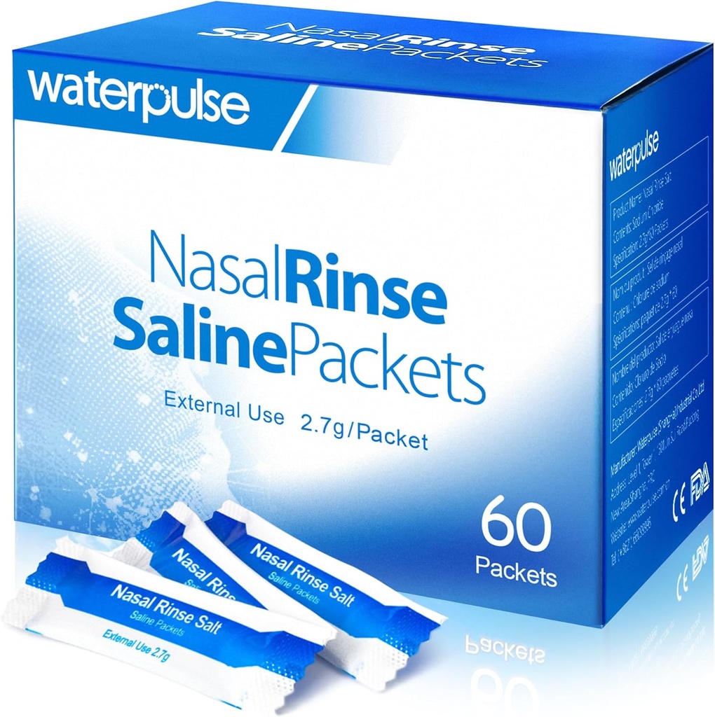 Waterpulse 60 Nasινικό ξέπλυμα πακέτα, Αποτελεσματική Neti Pot Salt Packets, Nasal Ξεπλένονται Salt Packets μεμονωμένα τυλιγμένα - βολική λύση για ιγμορίτιδα, Αλλεργίες και κρύο ανακούφιση