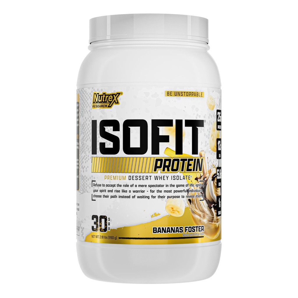 Nutrex Research IsoFit Whey Protein Powder Στιγμιαίο 100% Whey Protein Isolate (30 Servings (Pack of 1), Bananas Foster)